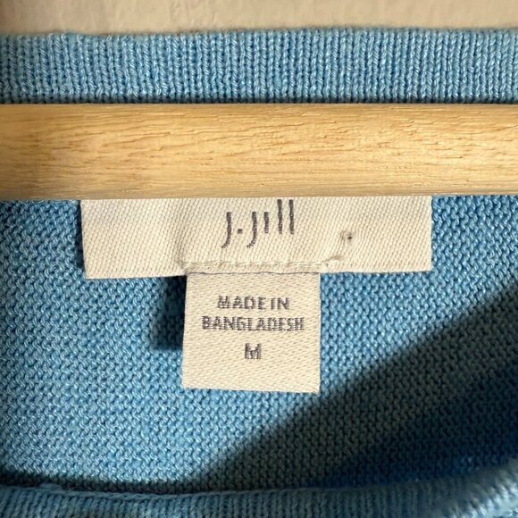 J. Jill Linen 3/4 Sleeve Sweater Pullover Women's Medium Blue Coastal Casual - Picture 6 of 11